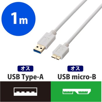 USBケーブル マイクロBケーブル microB-A 3.0 3重シールドケーブル エレコム