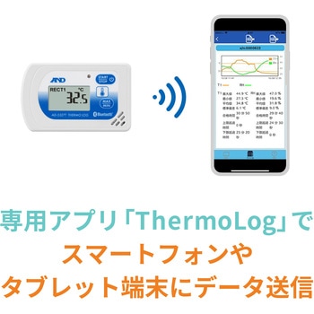 Bluetooth内蔵 温度データロガー さ～もろぐ 一般(ISO)校正付(検査成績書+トレサビリティ体系図) エー・アンド・デイ