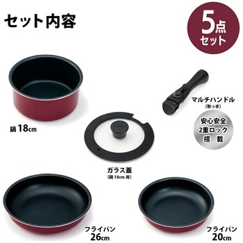 ダイヤモンドコート IH対応5点セット ブラウン パークレーン