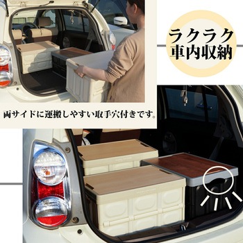 折りたたみコンテナ 木目蓋付き S アイボリー パークレーン