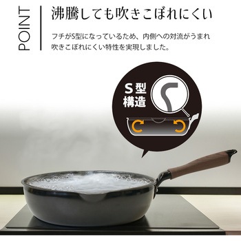 吹きこぼれにくいフライパン28cm パークレーン