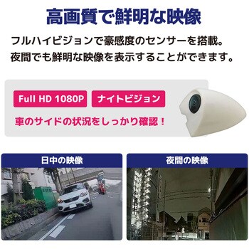 【AI機能付】サイドカメラ(200万画素)&5インチLCDセット 白 右用 ブロードウォッチ