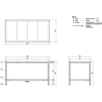 ステンレス作業台(三方枠) ケニス