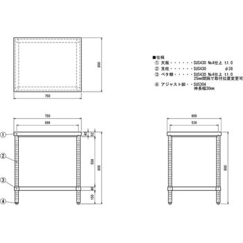ステンレス作業台(ベタ棚) ケニス