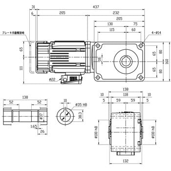 VC04-120BH 直交軸ブレーキ付ギヤードモータ 1台 富士変速機 【通販