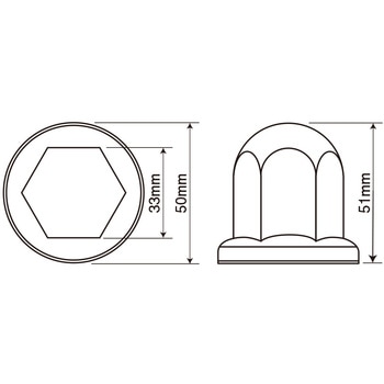 ステンレス ナットキャップ ISO 33mm×H51mm - JB(日本ボデーパーツ工業)