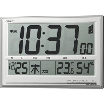 8RZ199-019 カレンダー・温湿度計付きオフィス電波デジタル時計 掛け 