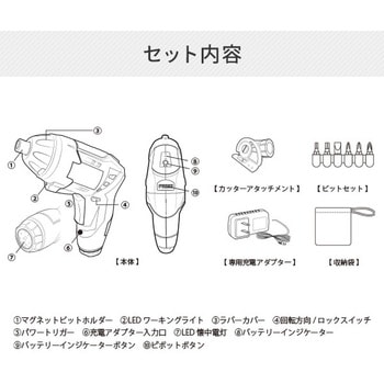 SE0004 コードレス電動カッター&ドライバー スマイル 3.6V バッテリー