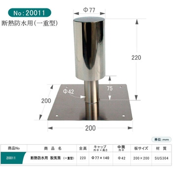 断熱防水用 脱気筒 一重型 孫悟空ドレン