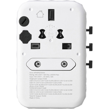 海外用マルチ変換プラグPD70W付白 YAZAWA(ヤザワコーポレーション)