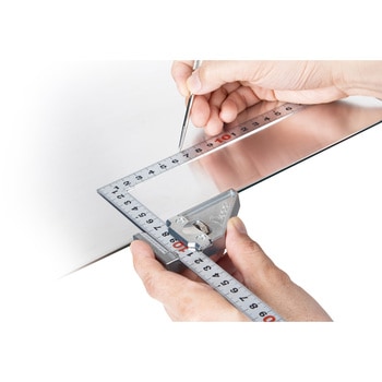 曲尺平ぴたシルバー(JIS/表裏同目) 曲尺用ストッパー金属製付 - シンワ測定