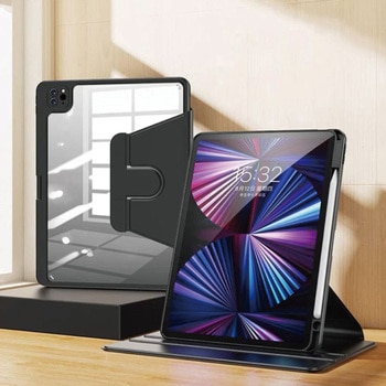 iPad Pro 12.9(第5世代)対応 フラップケース(360度)ブラック エムディーエス