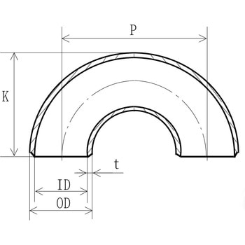 溶接式管継手(黒)180°ロングエルボ 古林工業