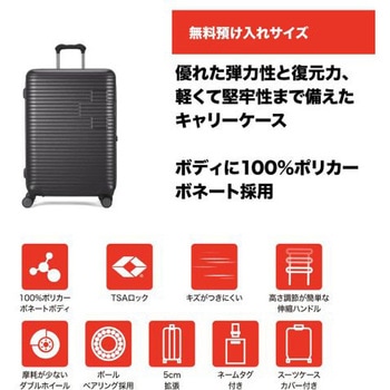 MOTIVAN(モティバン) スーツケース 68cm Lサイズ(無料預入)/78L/5cm拡張/TSAロック/スーツケースカバー・ネームタグ付/カーボングレー SWISS MILITARY