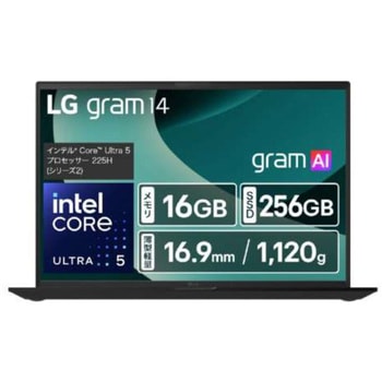<gram AI>Win11 Home/14インチ(IPS)/インテル Core Ultra5/1120g/メモリ 16GB SSD 256GB/オブシディアンブラック/1年保証 LG