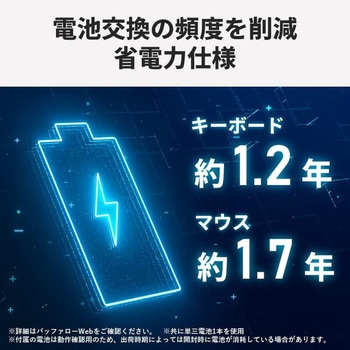無線2.4GHz 静音 フルキーボード マウスセット 日本語 ブラック BUFFALO(バッファロー)