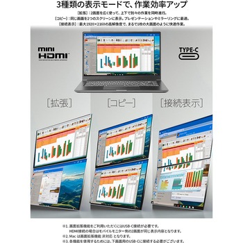 モバイル 18.5型/1920×1080/Mini-HDMI×2、Type-C×3/シルバー/2年保証 - JAPANNEXT