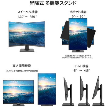 液晶ディスプレイ 27型/1920×1080/HDMI×1、DP×1、USB Type-C×1/ブラック/スピーカー有/昇降スタンド/65W給電/5年保証/エコ梱包 JAPANNEXT