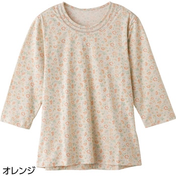 820673 7分袖背中ゆったり着心地Tシャツ - 愛情介護