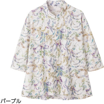 821693 7分袖ロングファスナーAラインTシャツ 愛情介護