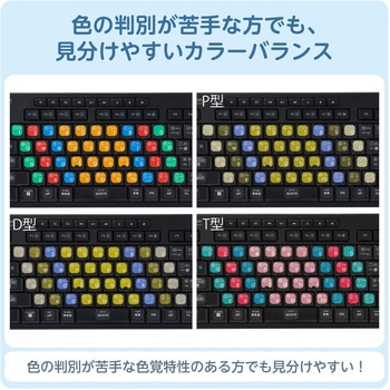 キーボード タイピング練習 シール 4種類入り 13×13mm ローマ字 一覧表付き KEY PALETTO エレコム