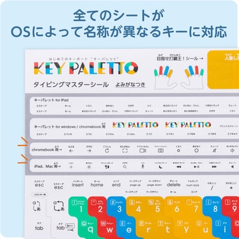 キーボード タイピング練習 シール 4種類入り 13×13mm ローマ字 一覧表付き KEY PALETTO エレコム