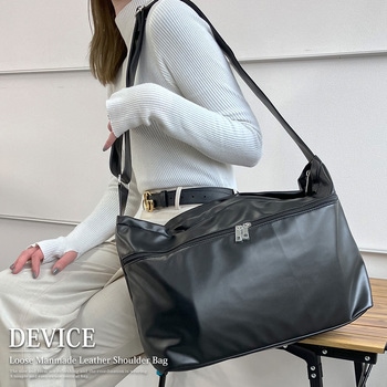 DEVICE ジップデザイン ルーズ マンメイド レザー ビッグ ショルダーバッグ - トップハウス