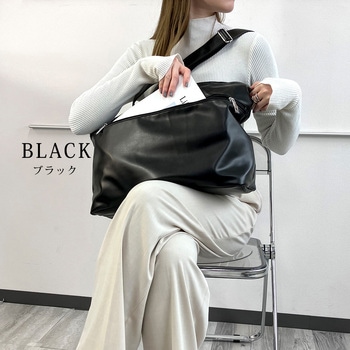 DEVICE ジップデザイン ルーズ マンメイド レザー ビッグ ショルダーバッグ - トップハウス