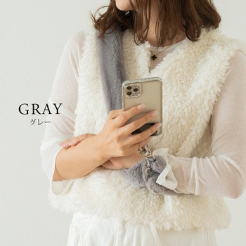 Rename チュールフリル シアー ファー スマホショルダー マルチストラップ - トップハウス
