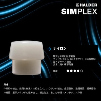 SIMPLEXスレッジハンマー ゴム複合材、"自立タイプ" /ナイロン；鋳鉄製ハウジングとヒッコリー製ハンドル Halder