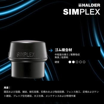 SIMPLEXスレッジハンマー ゴム複合材 スーパープラスティック、鋳鉄製ハウジングとヒッコリー製ハンドル Halder