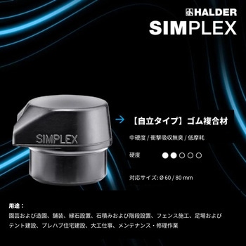SIMPLEXスレッジハンマー ゴム複合材、"自立タイプ"、鋳鉄製ハウジングと高級木製ハンドル Halder