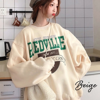 ビッグシルエット プルオーバー カレッジロゴ プリント スウェット トレーナー トップハウス