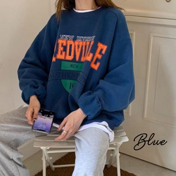 ビッグシルエット プルオーバー カレッジロゴ プリント スウェット トレーナー トップハウス