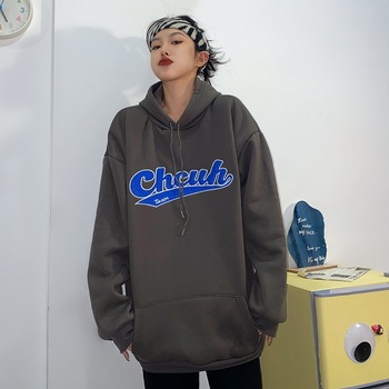 韓国風ビッグシルエットフード付き カレッジロゴ フーディースウェット&パーカー トップハウス