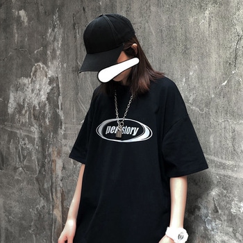 ビッグシルエット ストリート ルーズスタイル プリント 半袖 Tシャツ トップハウス
