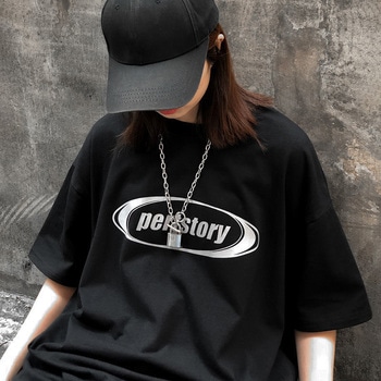 ビッグシルエット ストリート ルーズスタイル プリント 半袖 Tシャツ トップハウス