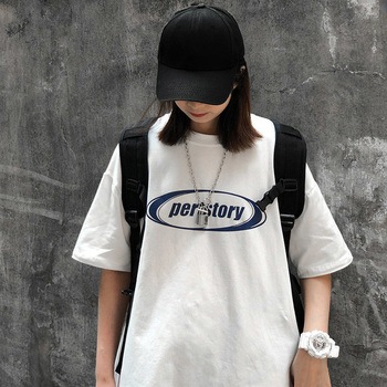 ビッグシルエット ストリート ルーズスタイル プリント 半袖 Tシャツ トップハウス