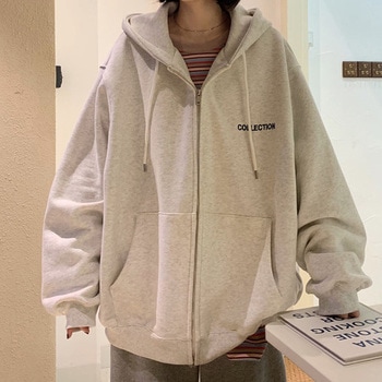 薄手 シンプル レター ロゴ ルーズ オーバーシルエット シンプ ジップパーカー フーディ スウェット トレーナー トップハウス