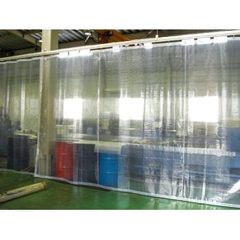 HCISB5 オーダーサイズ ハトメ式ビニールカーテン 透明糸入り 静電防止
