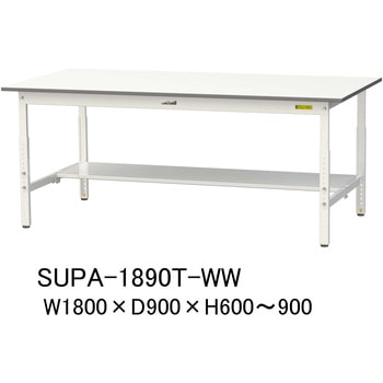 軽量作業台/耐荷重150kg_高さ調整H600～900_半面棚板付_ワークテーブル150シリーズ 山金工業