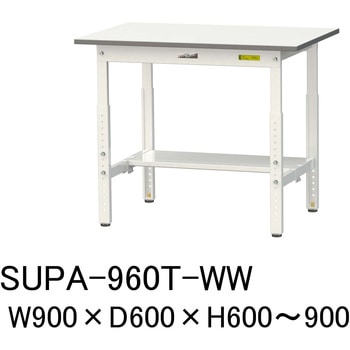 軽量作業台/耐荷重150kg_高さ調整H600～900_半面棚板付_ワークテーブル150シリーズ 山金工業