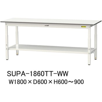 軽量作業台/耐荷重150kg_高さ調整H600～900_全面棚板付_ワークテーブル150シリーズ 山金工業