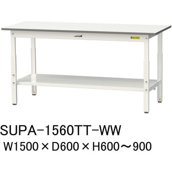 軽量作業台/耐荷重150kg_高さ調整H600～900_全面棚板付_ワークテーブル150シリーズ 山金工業