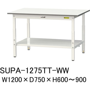 軽量作業台/耐荷重150kg_高さ調整H600～900_全面棚板付_ワークテーブル150シリーズ 山金工業