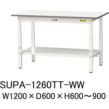 軽量作業台/耐荷重150kg_高さ調整H600～900_全面棚板付_ワークテーブル150シリーズ 山金工業
