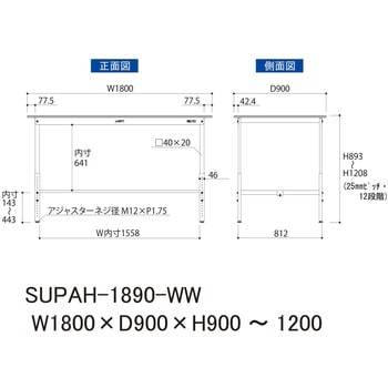 軽量作業台/耐荷重150kg_高さ調整H900～1200_ワークテーブル150シリーズ 山金工業