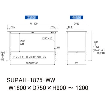 軽量作業台/耐荷重150kg_高さ調整H900～1200_ワークテーブル150シリーズ 山金工業