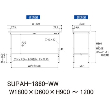 軽量作業台/耐荷重150kg_高さ調整H900～1200_ワークテーブル150シリーズ 山金工業