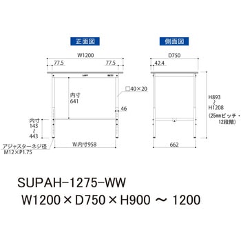 軽量作業台/耐荷重150kg_高さ調整H900～1200_ワークテーブル150シリーズ 山金工業